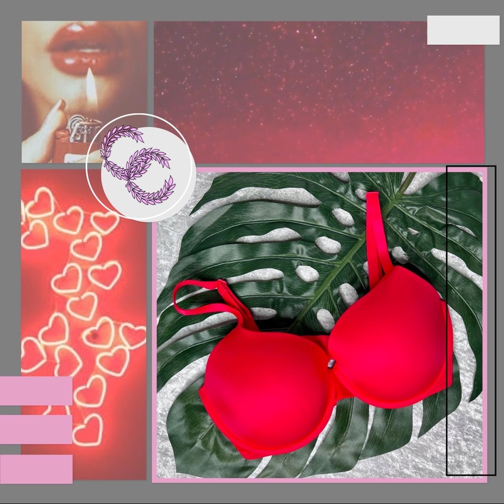 EUC PINK Lightly Lined T-Shirt Bra 34DDD - Red - Picture 7 of 8